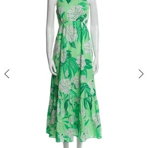 FARM Rio Strapless Green Floral Dress